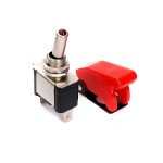 Metallic switch for vehicles, ON and OFF, matte red plastic cover